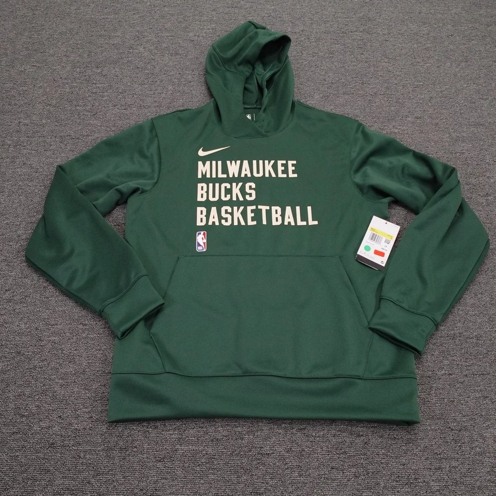 Milwaukee Bucks Hoodie Mens Small Green NBA Basketball Nike Dri-FIT Sweatshirt